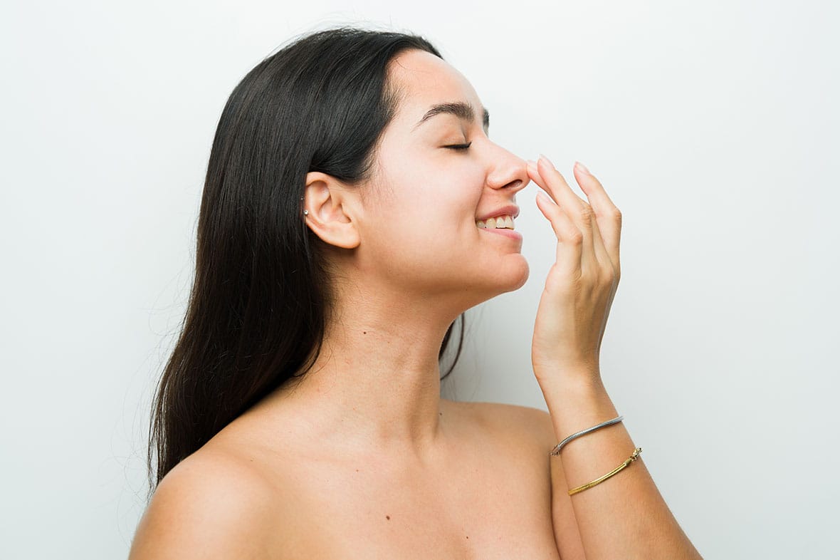 woman after her ethnic rhinoplasty in New York City